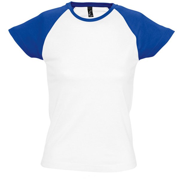 SOLS - Camiseta de manga corta bicolor modelo Milky para mujer (Blanco/Azul Real)