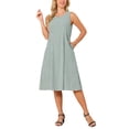 thumbnail image 2 of INSPIRE CHIC Women's Plaid Sleeveless Dresses Casual Loose Fit Tank Midi Gingham Dress with Pockets Summer Outfits XL Green, 2 of 6