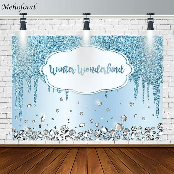 Mehofond Winter Wonderland Backdrop Blue Glitter ration Photography Background Prop Photo Studio Banner Photoz
