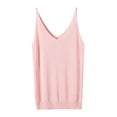 thumbnail image 2 of V-neck Shimmering Knit Tank Top Everyday Casual Solid-Color Women's Summer Fashion, 2 of 3