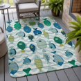 thumbnail image 6 of 5.25'x7.55' Area Rug for Living Room, Blue Fishes Non Slip Soft Large Rugs for Bedroom Dining Room Office, Washable Low Pile Rugs Kitchen Nursery Floor Mat Cartoon Coastal Ocean Fish Striped Wooden, 6 of 9