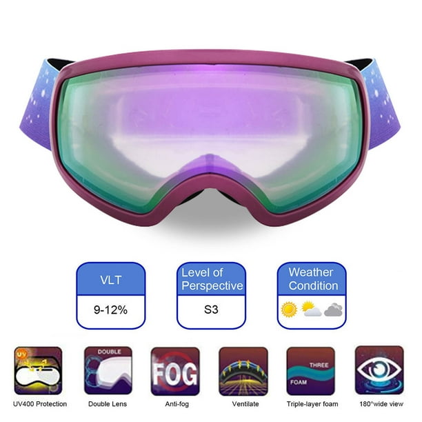 Gafas de Esquí de Doble Capa Antivaho Ganfancp para Niños Cortaviento Montañismo