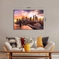 thumbnail image 3 of HFDF New York Wall Art USA City Wall Decor Sunset NYC Skyline Photography Prints Downtown Cityscape Skyscraper Pictures Canvas Brooklyn Bridge Panoramic Artwork for Decorations 20x16inch Framed, 3 of 6