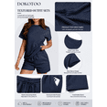 thumbnail image 4 of DOKOTOO 2 Piece Outfits for Women Lounge Sets Casual Short Sleeve Tops with Elastic Waist Shorts Matching Set, 4 of 12