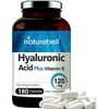 NatureBell Hyaluronic Acid with Vitamin E, 125mg,180 Capsules, No GMOs.