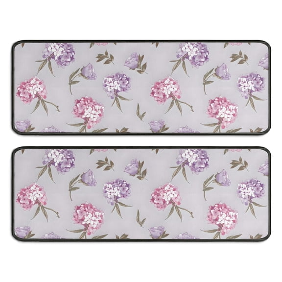 Kitchen Rugs Sets Of 2,Pioneer Flower Floral Print Pattern Anti Fatigue Kitchen Mat Rugs Non Slip Washable,Decorative Kitchen Floor Mats for Kitchen,Sink,Laundry,17"x47" 17"x47"