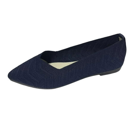 

Pyhlmscde Women‘s Loafer Comfortable Pointed Toe Slip-ons Flat Washable Knit Women Shoes for Business Work Casual