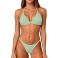 thumbnail image 5 of JoveMarine Women's Sexy Halter Tie Bikini Set Two-Piece Swimsuit with Removable Padded Cups & Wire-Free Design for Summer Beach and Pool Party Light Green M, 5 of 5