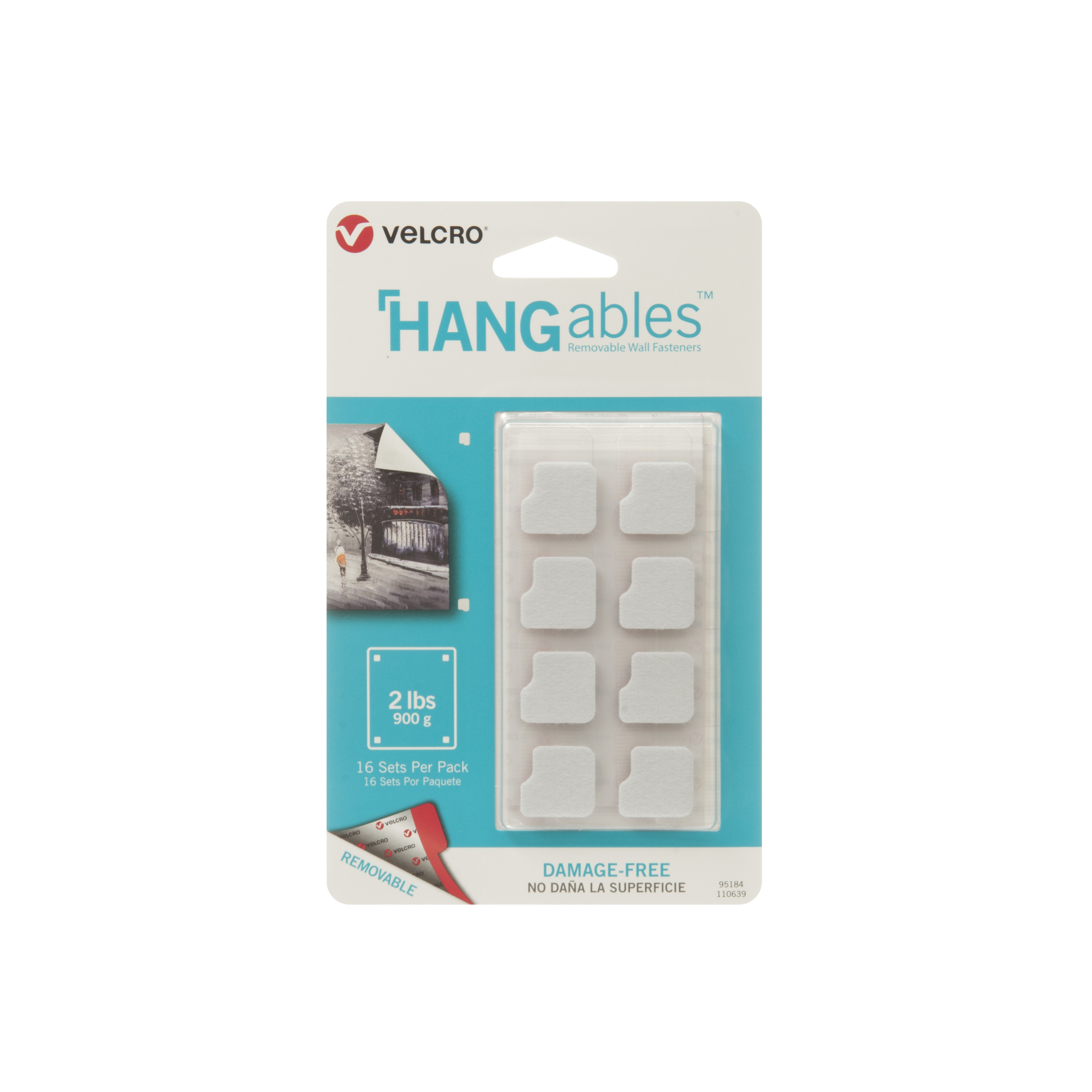 Velcro brand hangables removable wall fasteners 3/4in x 3/4in squares