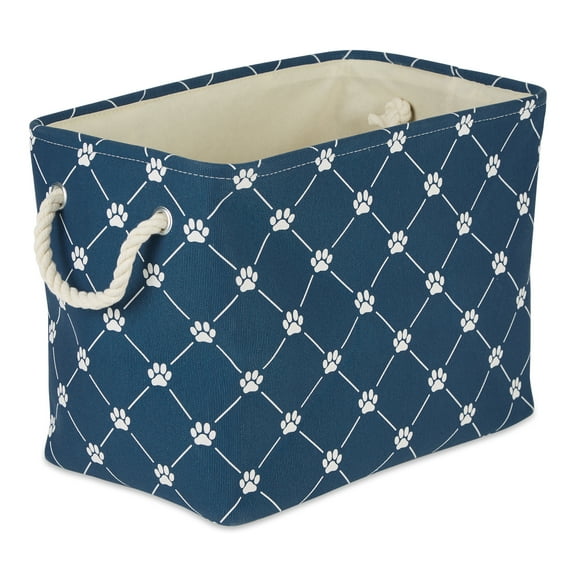 Bone Dry Pet Storage Collection Paw & Bone, Small Rectangle, 14x8x9", Navy Trellis