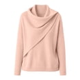 thumbnail image 3 of BODOAO Women's Cowl Neck Sweater Long Sleeve Knit Pullover Draped Asymmetrical Collar Oversized Loose Fit Soft Warm Casual Fall Winter Fashion Top Fashion Clothing Light Pink XL, 3 of 4
