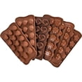 thumbnail image 1 of Moldes antiadherentes de silicona Kitchtic para chocolate, dulces, galletas y mini pasteles - Moldes para dulces fáciles de usar y limpiar - Juego de 6 piezas con diseños únicos, 1 of 5