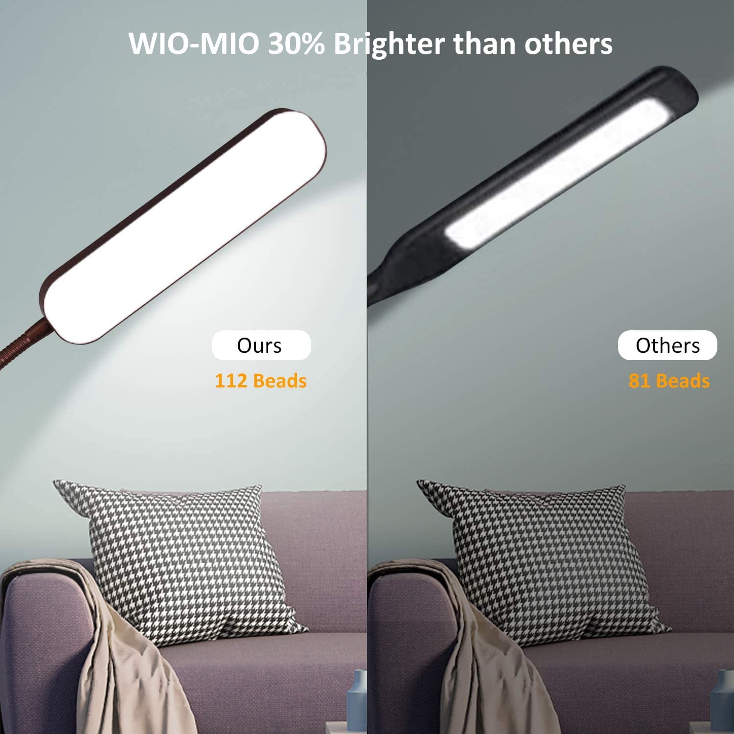Floor Lamp, 15w/1000lm Bright LED Floor Lamp with Stepless Adjustable 3000K-6000K Colors and Dimmer, Remote and Touch Control Reading Lamp, Adjustable Gooseneck Floor Lamp for Living Room