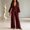 (Fashion 21)Wine, variant on Aimik Womens Long Sleeve Deep V Neck Jumpsuits Bell Sleeve Wide Leg Jumpsuits Fall Casaul Fashion One Piece Jumpsuit for Women