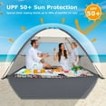 thumbnail image 3 of COMMOUDS Beach Tent for 1-3 People, UPF 50+ Sun Protection, Lightweight Portable Canopy Shade Tent, Easy Setup, Creamy Gray, 3 of 8