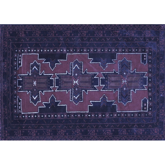 Ahgly Company Indoor Rectangle Persian Blue Traditional Area Rugs, 7' x 9'