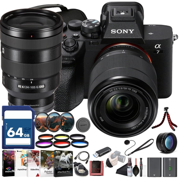 Sony α7 IV Mirrorless Camera Kit (ILCE-7M4K/B) with 28–70mm OSS Lens | 33 MP Full-Frame Sensor | 4K/60p Video | Sony FE 24-105mm Lens, 64GB Memory Card, Filter Kit and More