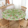 thumbnail image 2 of Winter Round Fitted Tablecloth Best for 40"-44" Xmas Red Berries Christmas Table Cloth Elastic Edge Waterproof Stain Resistant Washable Holiday Green Leaves Holly Table Cover for Party Picnic Decor, 2 of 8