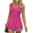 thumbnail image 2 of Women's Flowy Pleated Ruffle Sleeveless V Neck Tank Top Casual Summer Tunic Blouse Comfortable Shirt, 2 of 5