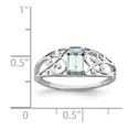 thumbnail image 2 of Sterling Silver Rhodium Plated Aquamarine Ring - .50 cwt - Size 7 - Measures 2mm Wide, 2 of 2