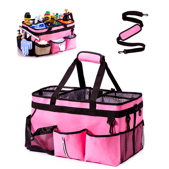Lumikrypt Extra Large Cleaning Caddy Bag, Wearable Cleaning Caddy Supplies Organizer with Handle & Shoulder Straps for Cleaners, Housekeeper, Car Accessories