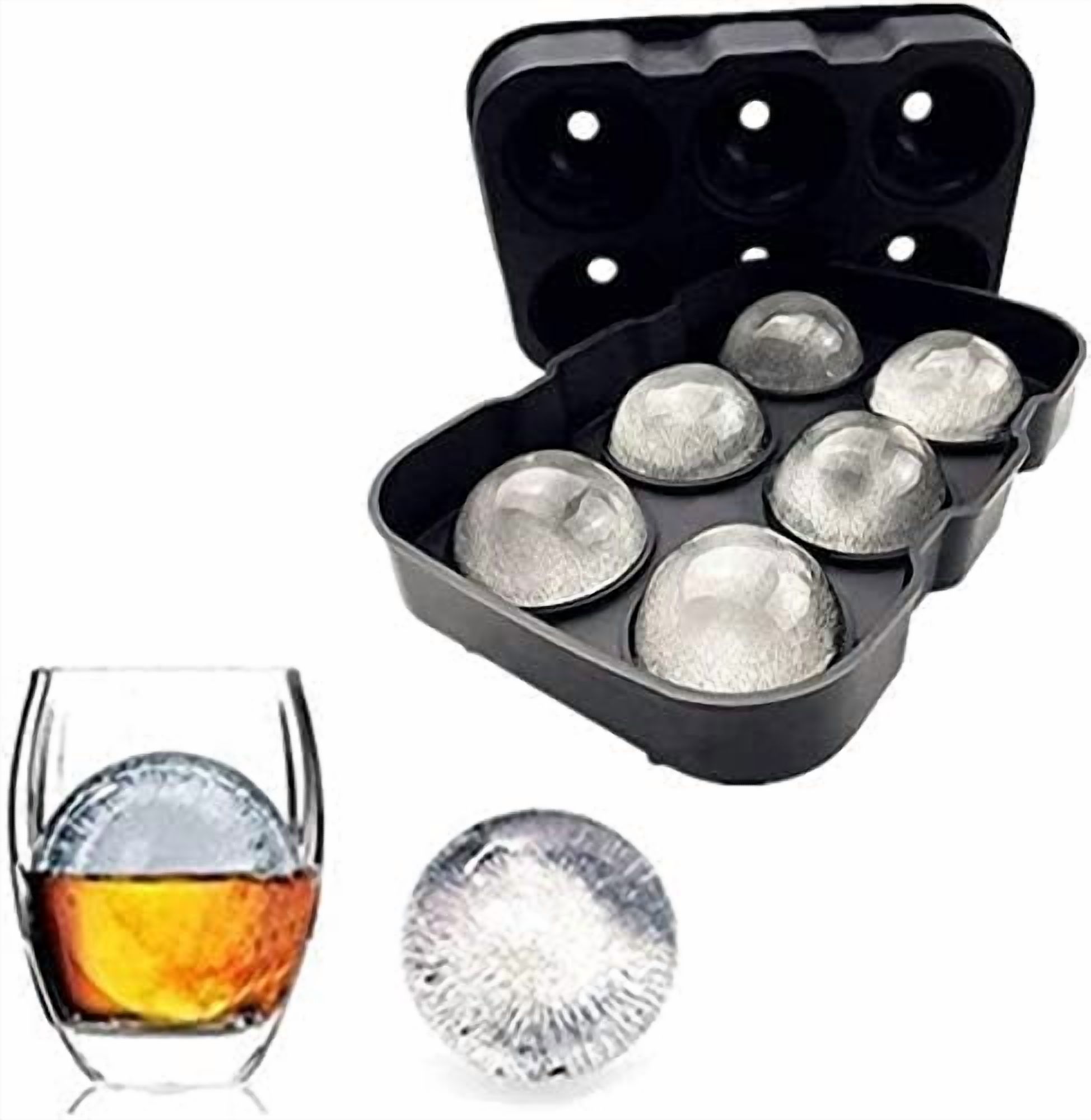 Silicone Round Ice Cube Mold, Trays for Freezer with Funnel, Easy Release Tray Circle Balls Whiskey Cocktails Bourbon