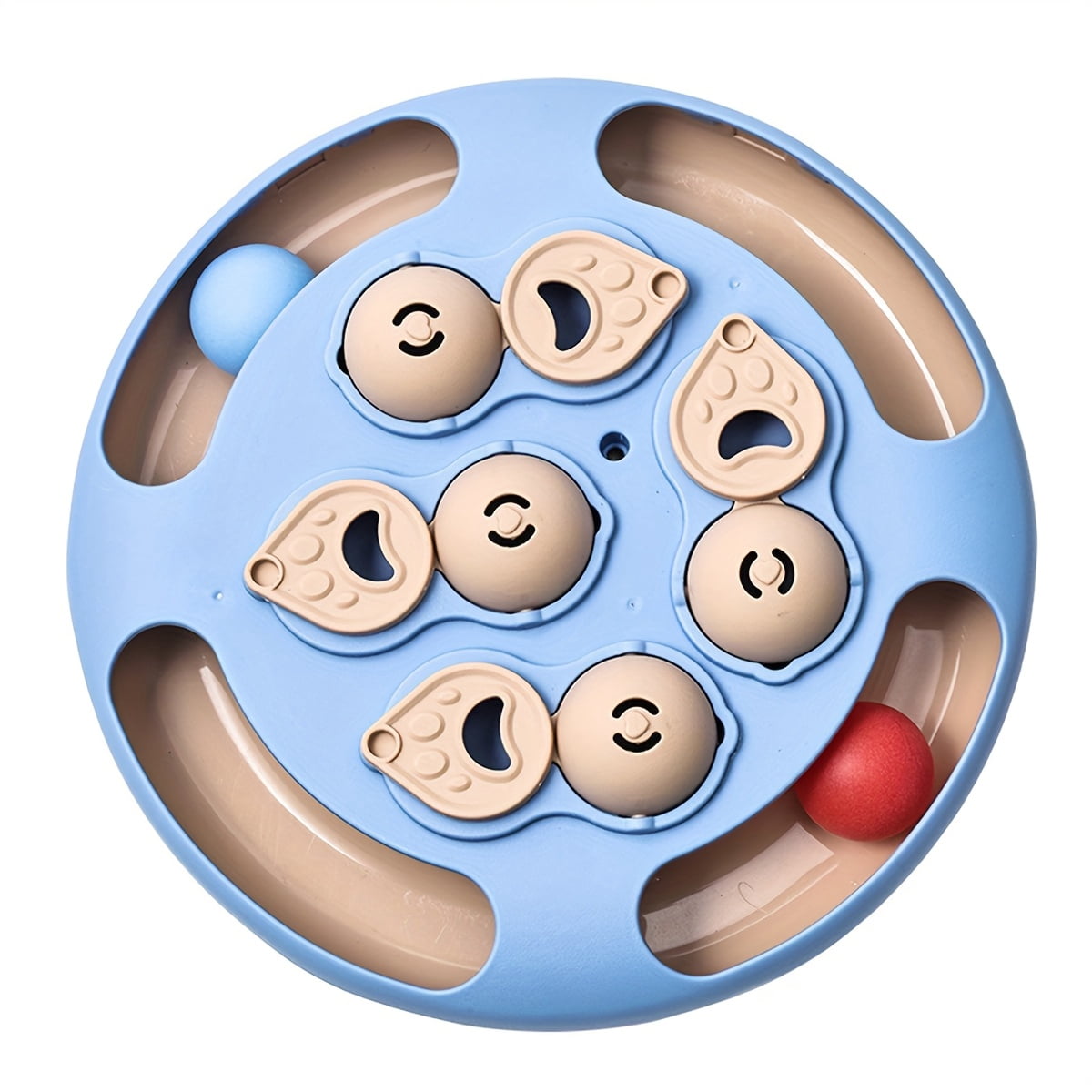 Round -Pong Blue New Dog & Cat Puzzle Toy Slow Feeder Anti-Choking Hide-And-Seek Non-Slip Bowl - Interactive Feeding & Mental Stimulation Design - For Dogs Cats Indoor Pet