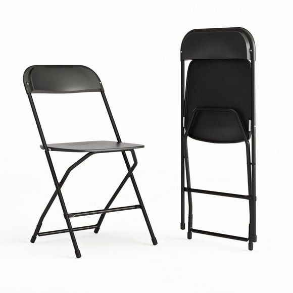 HERCULES Series Black Plastic Folding Chairs | Set of 2 Lightweight Folding Chairs