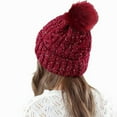 thumbnail image 5 of ICHUANYI Women's Winter Hat Solid Fuzzy Lined Chunky Beanie with Pom Ball, 5 of 5