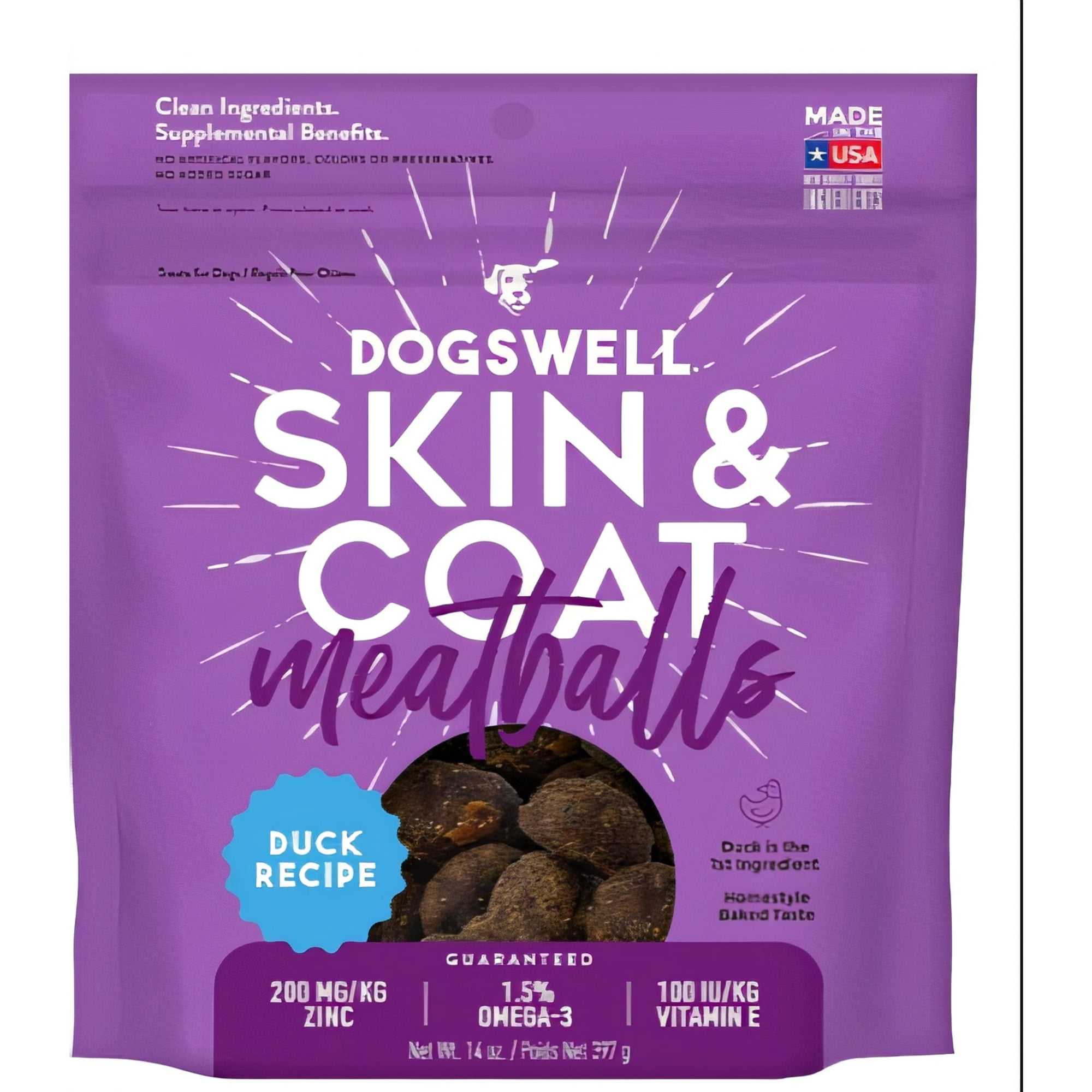 Dogswell Skin & Coat Duck Meatballs Recipe, 14 oz.