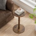 thumbnail image 2 of 12" Round Side Tables Set of 2, Solid Wood Pillar with Wood Top & Base, Small Drink Accent Table for Living Room, Bedroom, Sofa & Office, Easy Assembly, Rustic Brown, 2 of 9