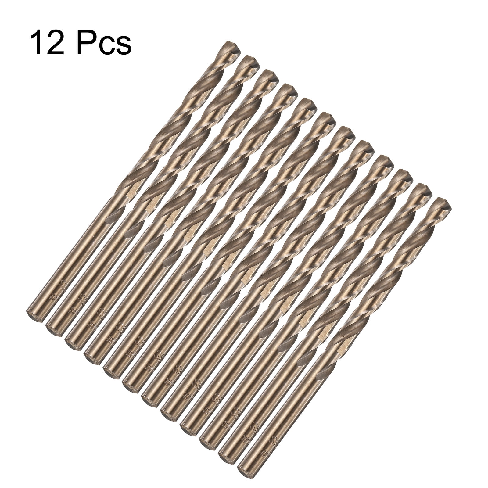 Uxcell 12pcs Cobalt Drill Bit #4 0.209" HSS-CO Baked Yellow Twist Drill Bit Set