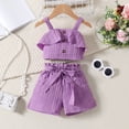 thumbnail image 2 of Toddler Baby Girl Outfit Solid Color Tops And Shorts Set Summer Clothes 6 12 18 24 Months 2t 3t 4t, 2 of 9