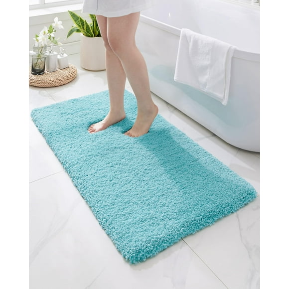 Alfombra para baño Disolla, 60 x 180 cm, antideslizante, lavable, color verde azulado