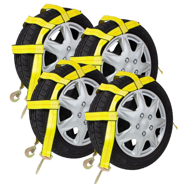 Mytee Products (4 Pack) Tow Dolly Basket Straps with Twisted Snap Hooks