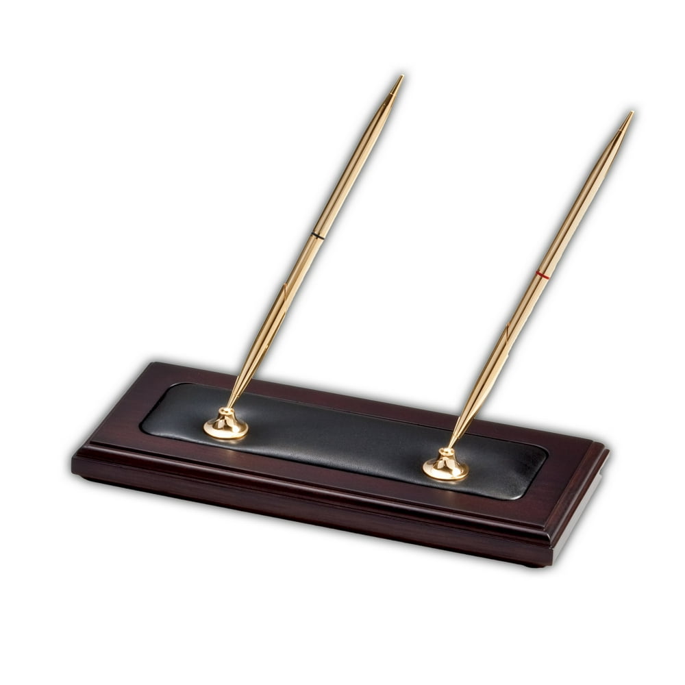 Walnut & Leather Pen Stand