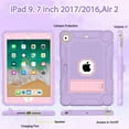thumbnail image 4 of AVAWO Case for iPad 6th 5th Generation (9.7 inch, 2018/2017), Shockproof Protective with Built-in Stand&Pencil Holder Cover for iPad 6th/5th Gen, Air 2, Purple+Pink, 4 of 7