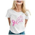 thumbnail image 1 of HUITKMM T-Shirts pour Femmes T-Shirts Décontractés pour Femmes avec Imprimé de Sensibilisation au Cancer Col Rond Manches Courtes pour Usage Quotidien au Printemps et en Été 3384, 1 of 4