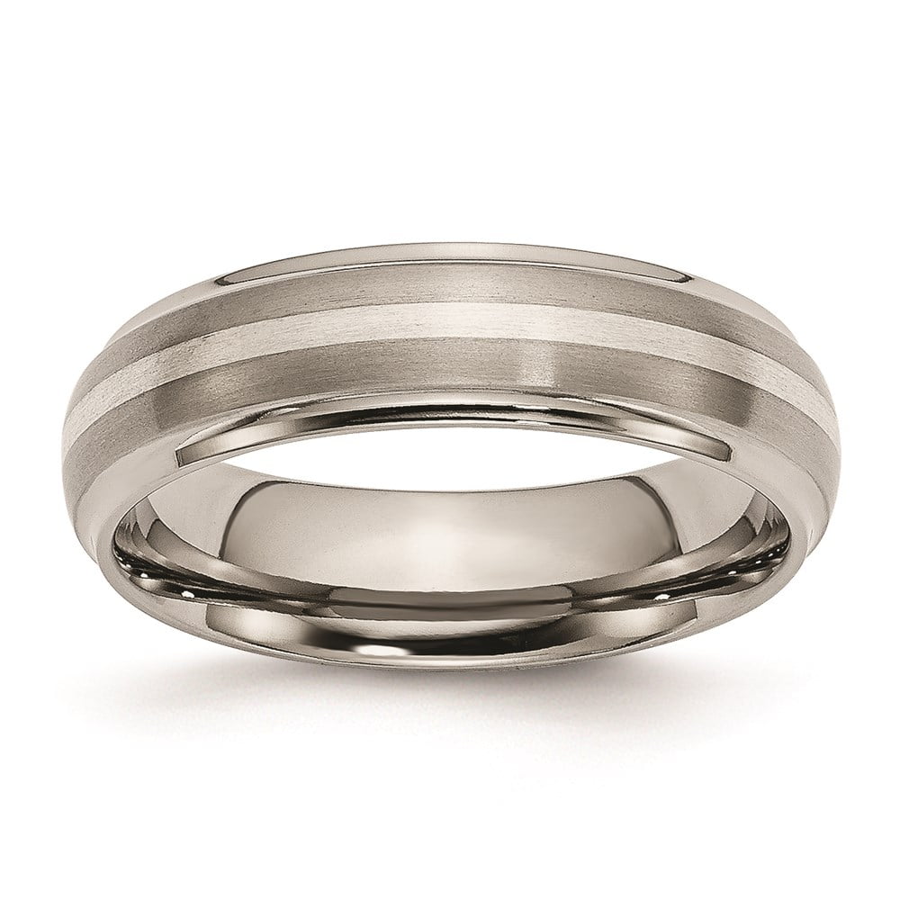 Titanium Sterling Silver Inlay 6mm Polished Band Size 10 Length Width 6 