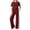 Wine, variant on Miqool Womens 2 Piece Outfits Short Sleeve Round Neck Tops Elastic Waist Wide Leg Pants Casual Matching Lounge Sets