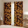 thumbnail image 2 of Feelyou Brown Abstract Curtains Pack of 2 (52x84 Each), Pixel Grid Miners Window Curtains, 2 of 6