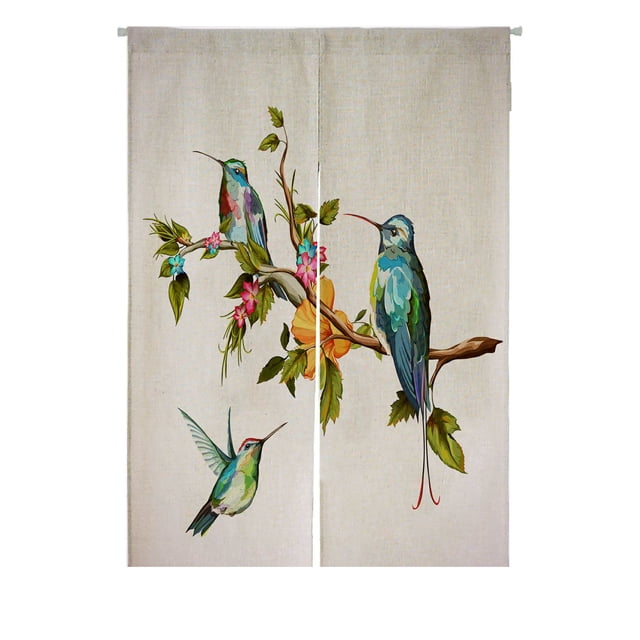 ABPHQTO Humming Birds Japonés Noren Cortina Puerta Puerta Ventana Tratamiento Cortinas 85x120 cm