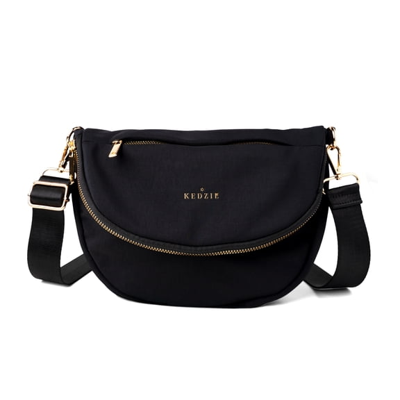 Kedzie Quinn Crossbody Bag, Woven Fabric Crossbody Purse with Adjustable Strap, Black