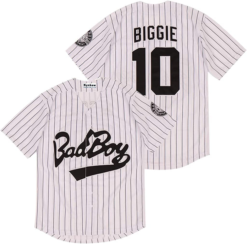 Men's Smalls Jersey #10 Bad Boy 90s Hip Hop Clothing Black White Stitched Movie Baseball Jersey