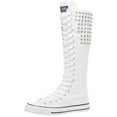 thumbnail image 1 of ANUFER Women Fashion Canvas Dance Boots Knee High Bicycling Boots Girls Fancy School Shoes White Rivets SN914AB US8.5, 1 of 7