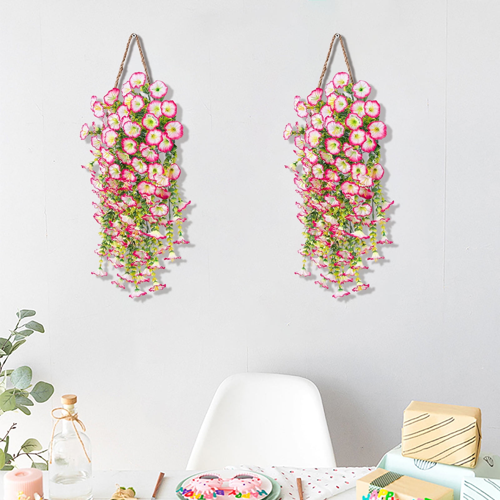 Clearance Under $5 Boovnll Hanging Flowers, Artificial Ipomoea Nil Hanging Plants, Lifelike Flowers, No Fade, Artificial Flowers for Indoor/ Outdoor Wedding, Party, DIY Tables Decor, Fake Flowers