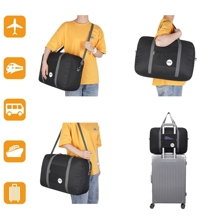 For Spirit Airlines Personal Item Bag 18x14x8,Travel Duffel Bag with Shoulder Strap,Underseat Foldable Carry-on Luggage For Men Women,Black Bags