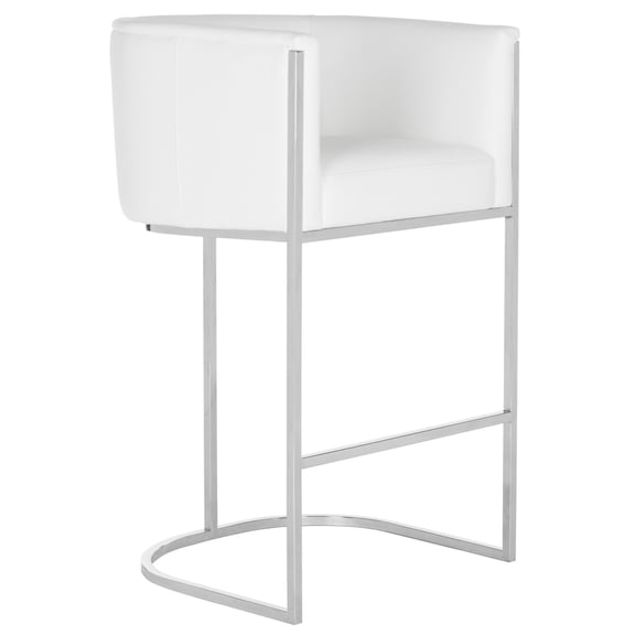 Safavieh Couture Shiloh Modern Glam Leather Bar Stool with Footrest