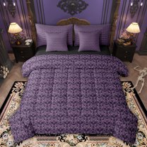 Feelyou Skeleton Skull Twin Bedding Sets 7pcs, Purple Mandala Damask Bedding Comforter Set