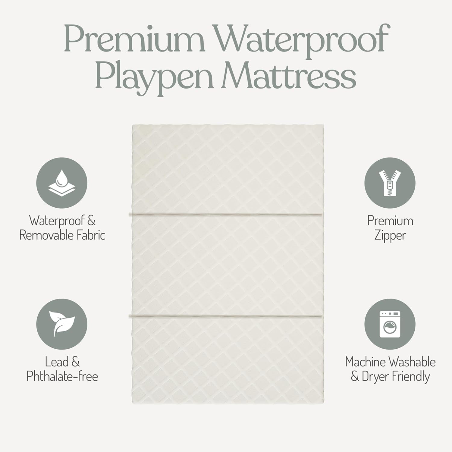 Sleepah Pack and Play Mattress Waterproof & Washable Cover Foldable Tri-Fold Pad 38 x 26 x 1" Pad for Babies and Toddlers Play Yards Mattresses Fits Most Playpens